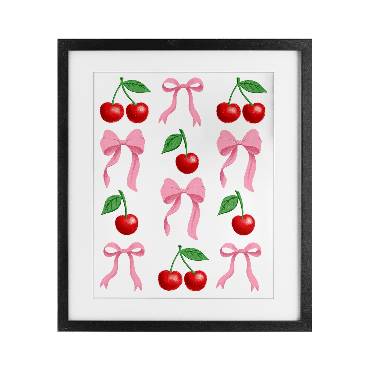 Stupell Industries Cherries & Bows Assortment Framed Print Under Glass, design by Marcus Prime